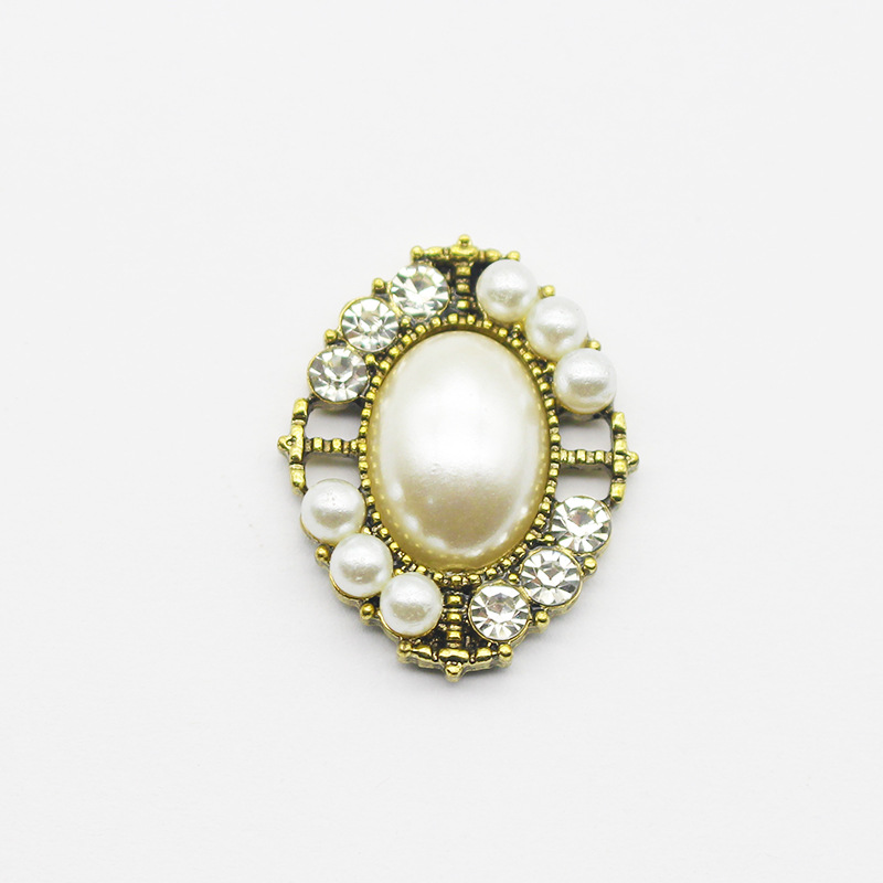 Picture of Cross-border hot sale 20*32mm Pearl Rhinestone alloy accessories DIY phone case clothing headdress hair clip accessories