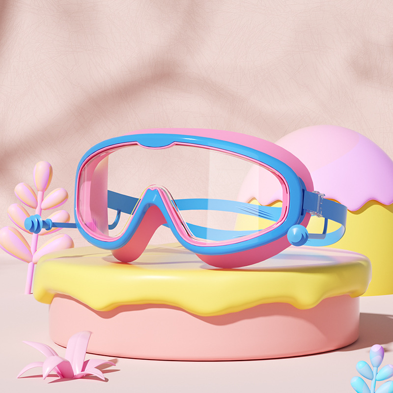 Picture of Factory direct selling children's swimming goggles large frame waterproof anti-fog professional swimming glasses student baby cute wholesale eye protection