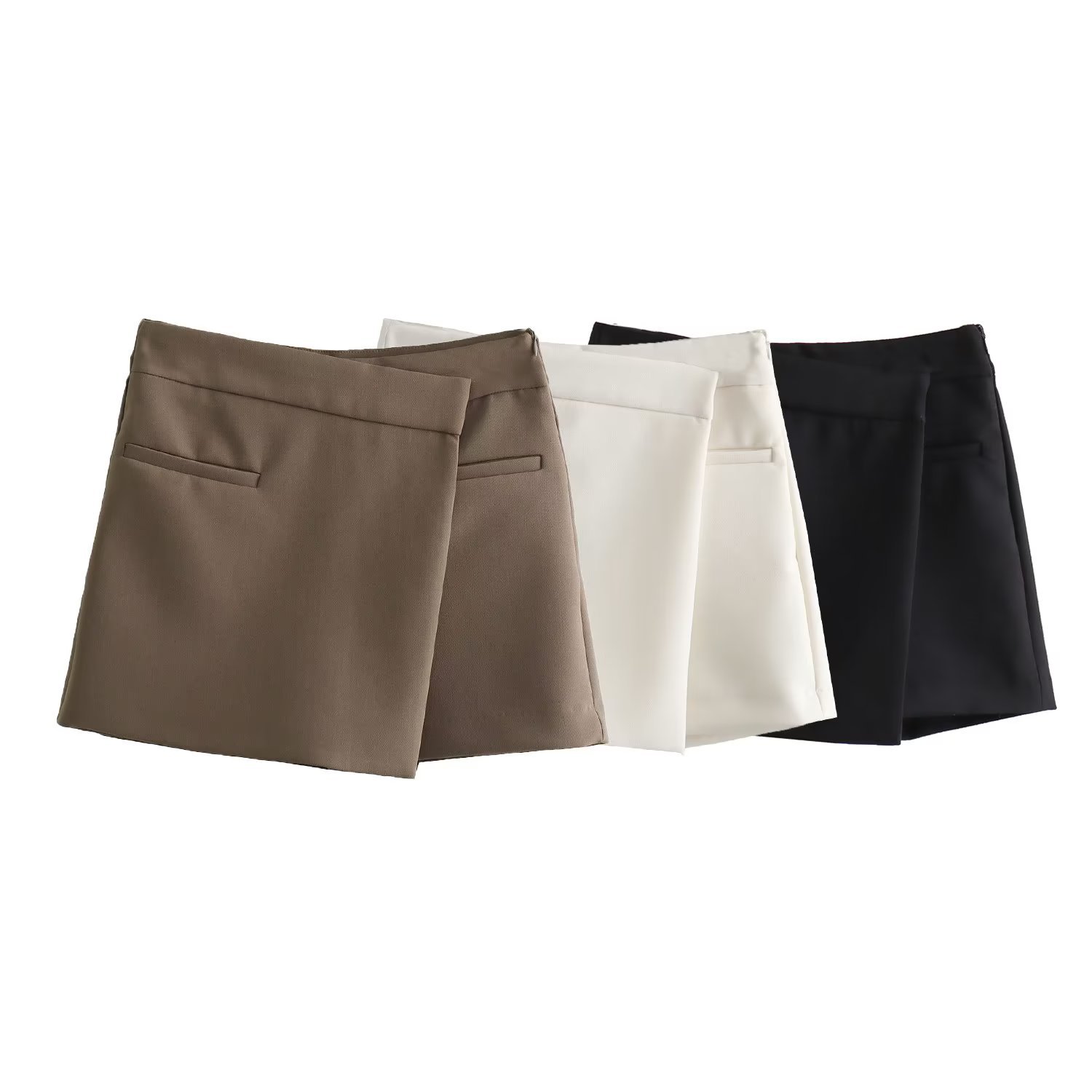 Fall 2023 new European and American cross-border Women's simple style three-color casual fashion design asymmetric culottes