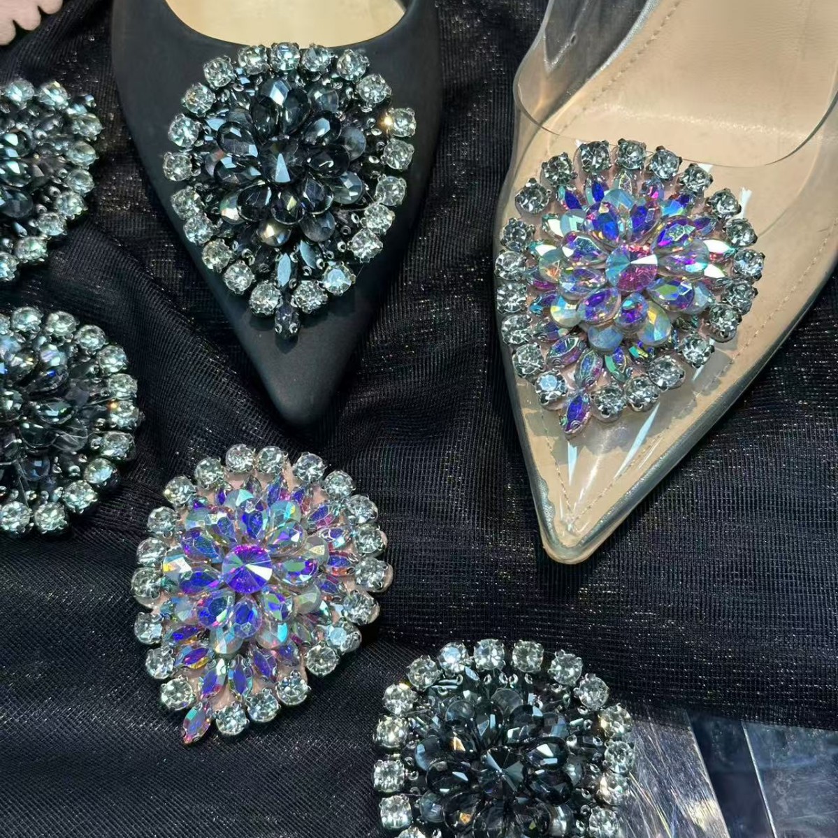 Drop-Shaped Rhinestone Women's Shoes Bag Decorative Hairpin Brooch Shine Full Diamond DIY Accessories Advanced Accessories