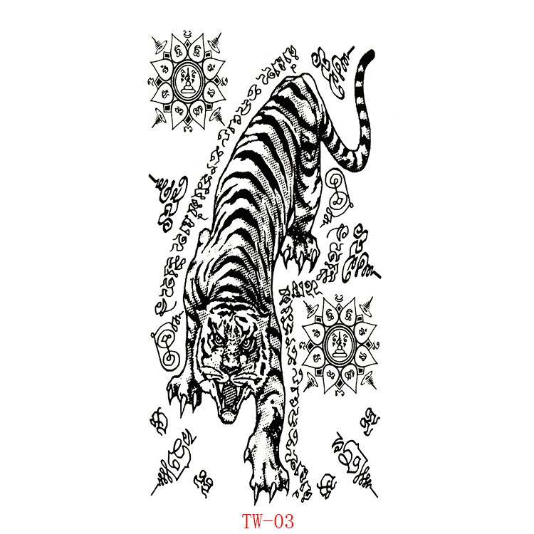 Picture of Spirited Totem Tattoo Sticker Buddha Tiger Divine Beast Thai Tattoo Tattoo