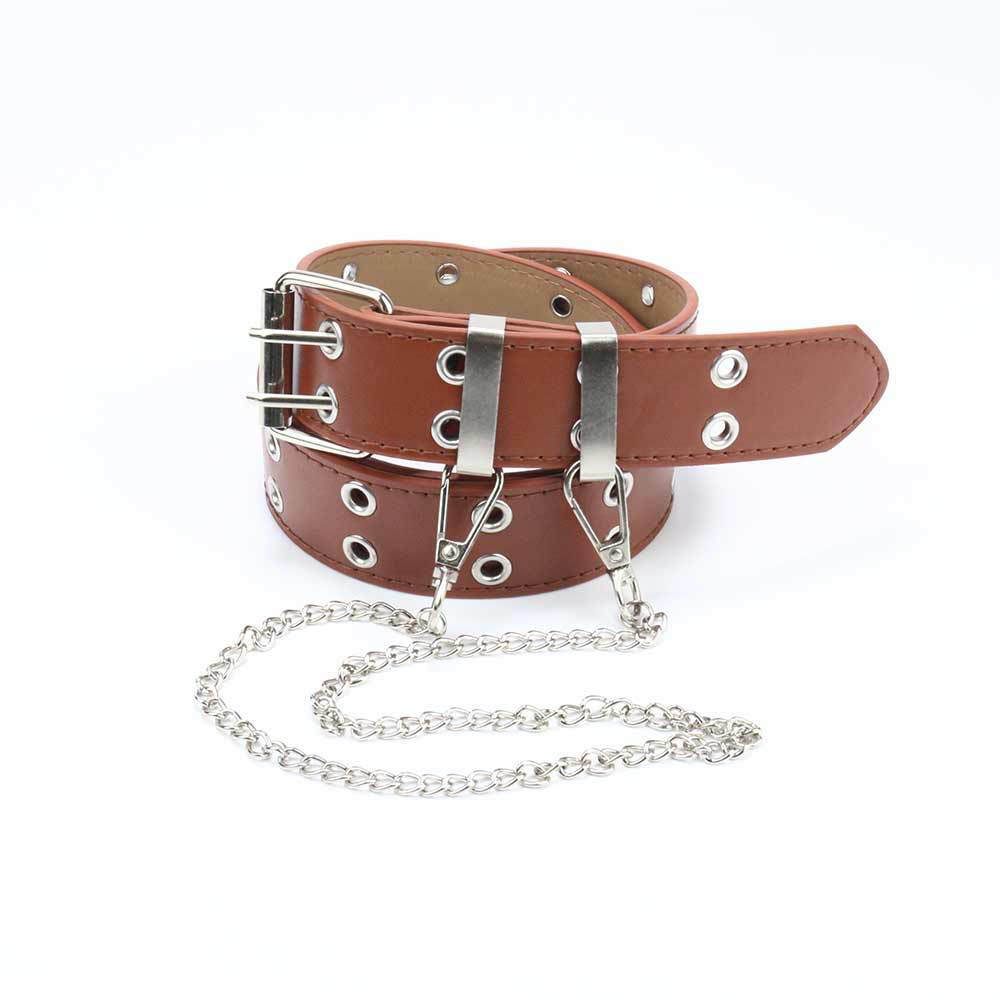 Picture of Cross-border punk belt women's decorative all-match y2k niche design pink chain jeans with eye belt