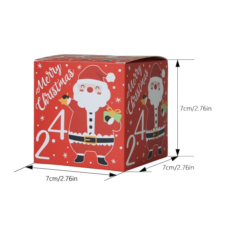 Christmas new gift candy box 7cm square box Christmas holiday calendar 1-24 packaging box in stock