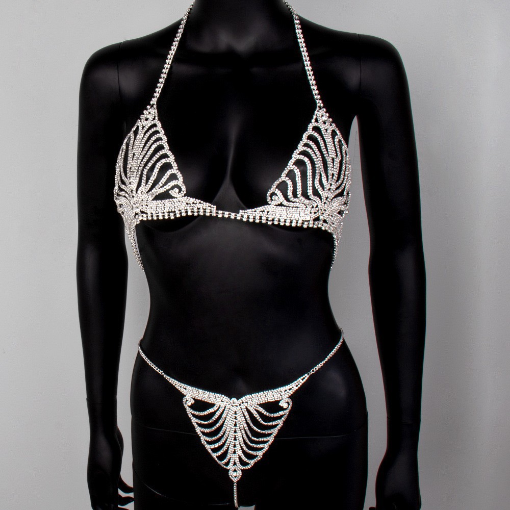 Picture of Europe and the United States cross-border accessories diamond underwear body chain sexy nightclub rhinestone chain bra thong suit jewelry
