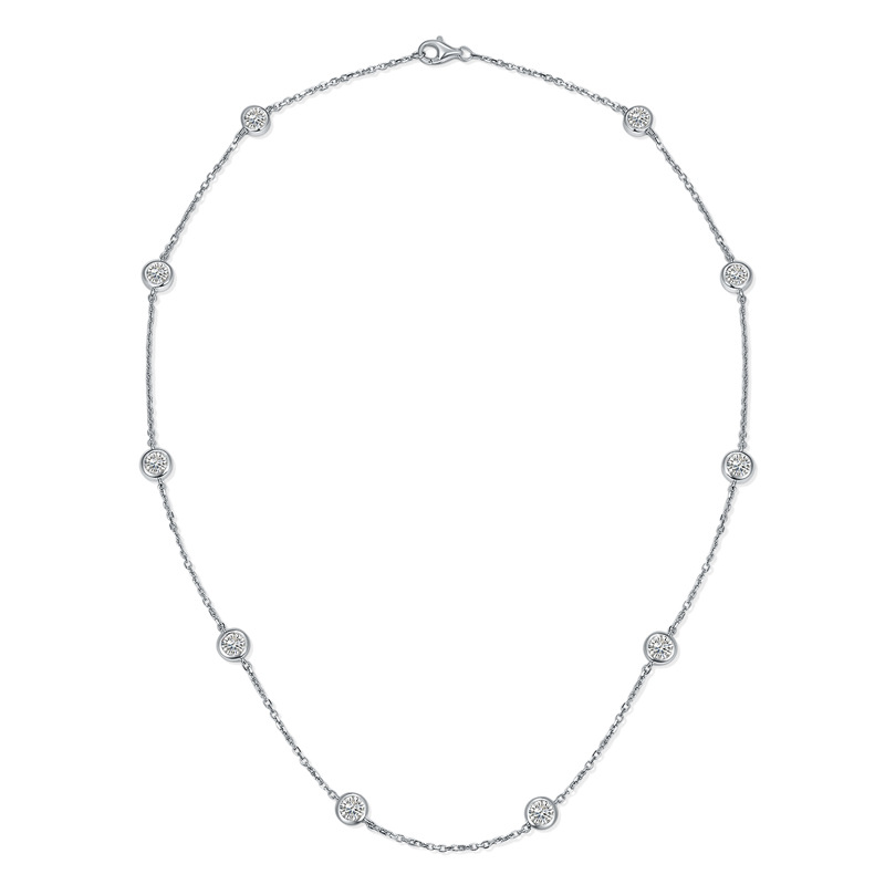 Yun Tong Jewelry Europe and America ins Style Stacked Wear 4.0mm Round Moissanite Silver Plated 18k Gold Bubble Necklace