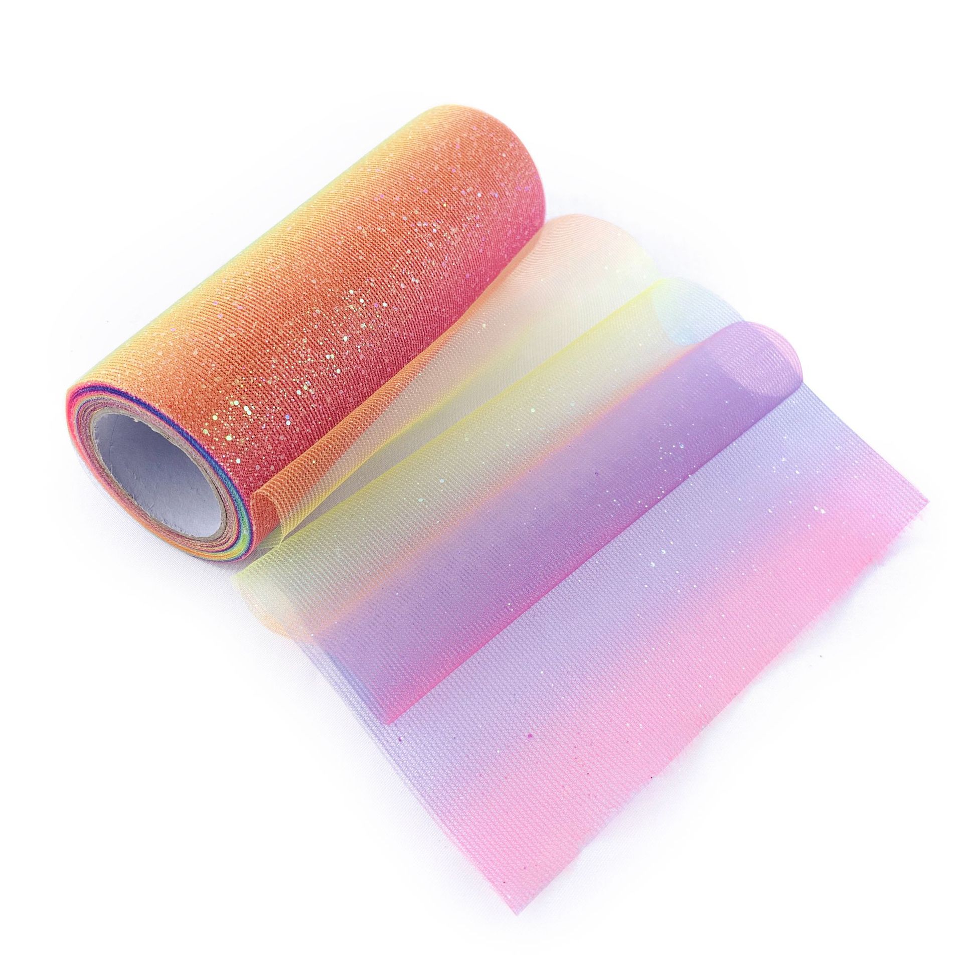 Picture of ABK10Y Glitter Rainbow Gauze Roll American Gauze Roll Photo Background Table Skirt TULLE Children's Hair Accessories Laser