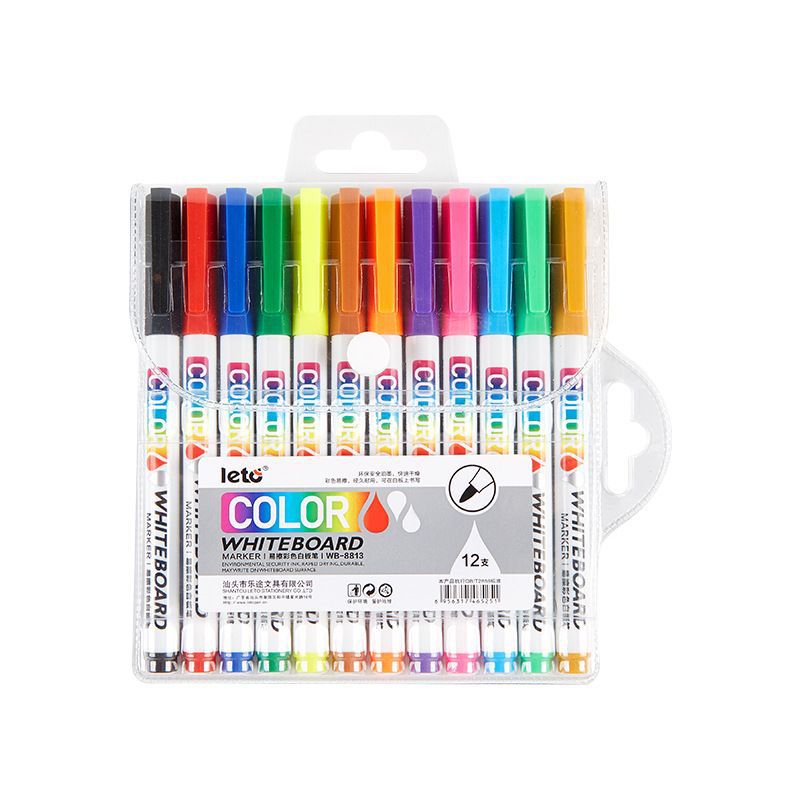 Letu seamless erasable color whiteboard pen 12/24 color children's painting brush whiteboard pen suit wholesale supply
