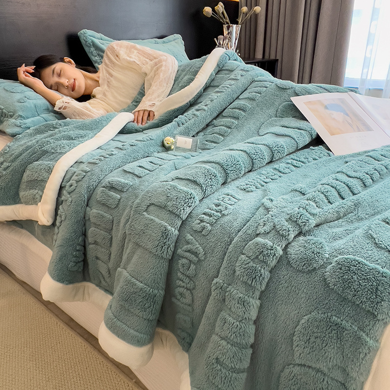 New Winter Fleece-Lined Thick Blanket for Dormitory Nap, Coral Fleece Small Blanket, Sofa Throw Blanket, Export Blanket Wholesale