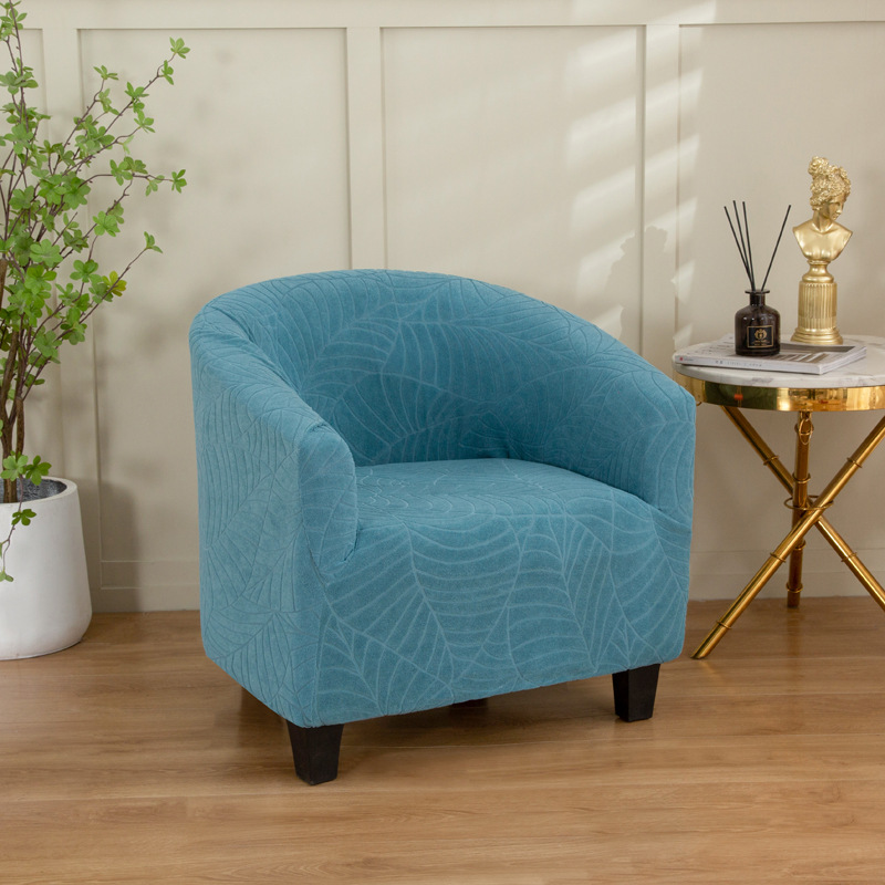 Picture of Cross-border Solid Color Leaf Jacquard Sofa Cover Full-package Semi-circular Cafe Chair Cover Internet Cafe Hotel Sofa Chair Cover