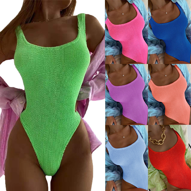 2025 New Special Fabric One-piece Bikini Women's Swimsuit European and American Fashion Sexy Cross-border Sling Swimsuit Women