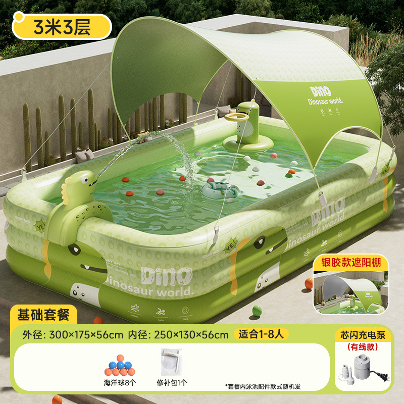 Picture of Jiashu Swimming Pool Home Outdoor Large Inflatable Pool Thickened Plastic Baby Baby Children Inflatable Swimming Pool