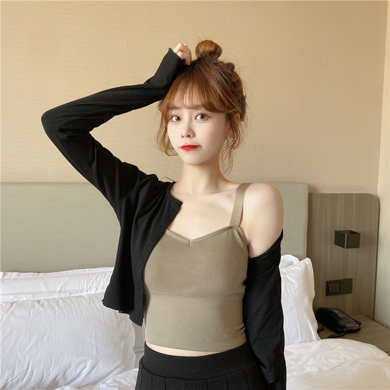 Picture of Popular Korean Style Adjustable Shoulder Strap Beauty Back Vest Wrap Chest Anti-walking Sports Leisure All-match Outer Wear Base Underwear