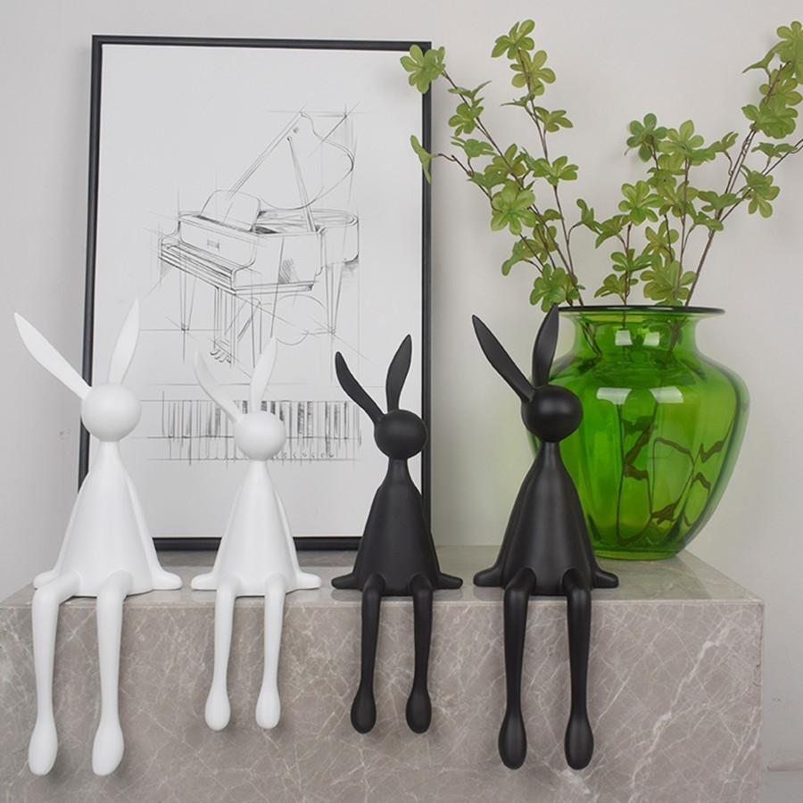 Light Luxury High-end Black Rabbit Sitting Posture Ornaments Living Room Entrance Study TV Cabinet Wine Cabinet Background Wall Desktop Decorations