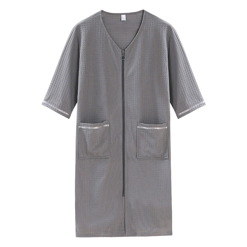 Foreign trade new zipper men's nightgown thin plus fat plus size 200kg bathrobe one-piece pajamas men's home clothes
