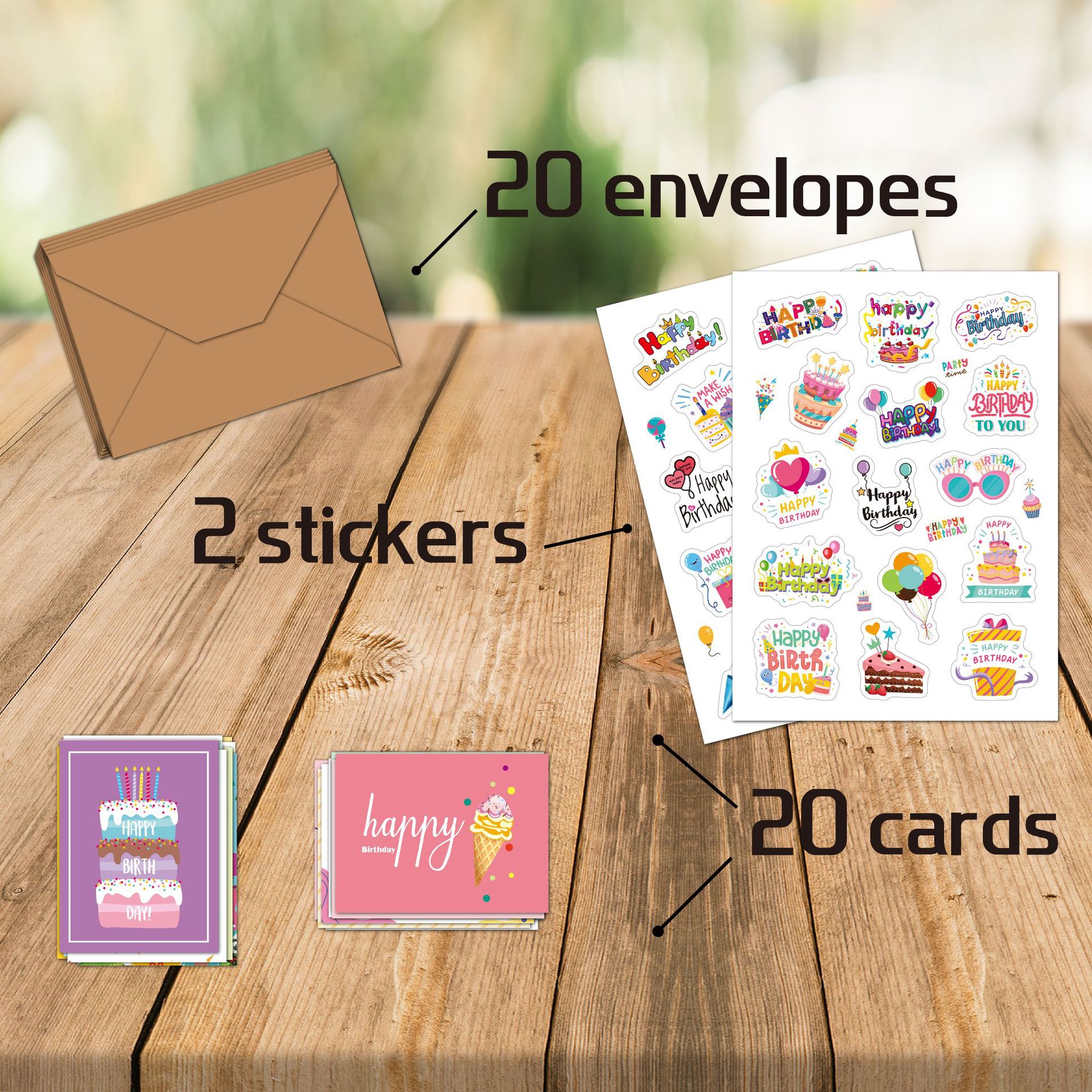 Picture of Cross-border Happy Birthday Card Instagram Children's DIY Combination Set with Envelope Handwritten Small Blessing Birthday Greeting Card