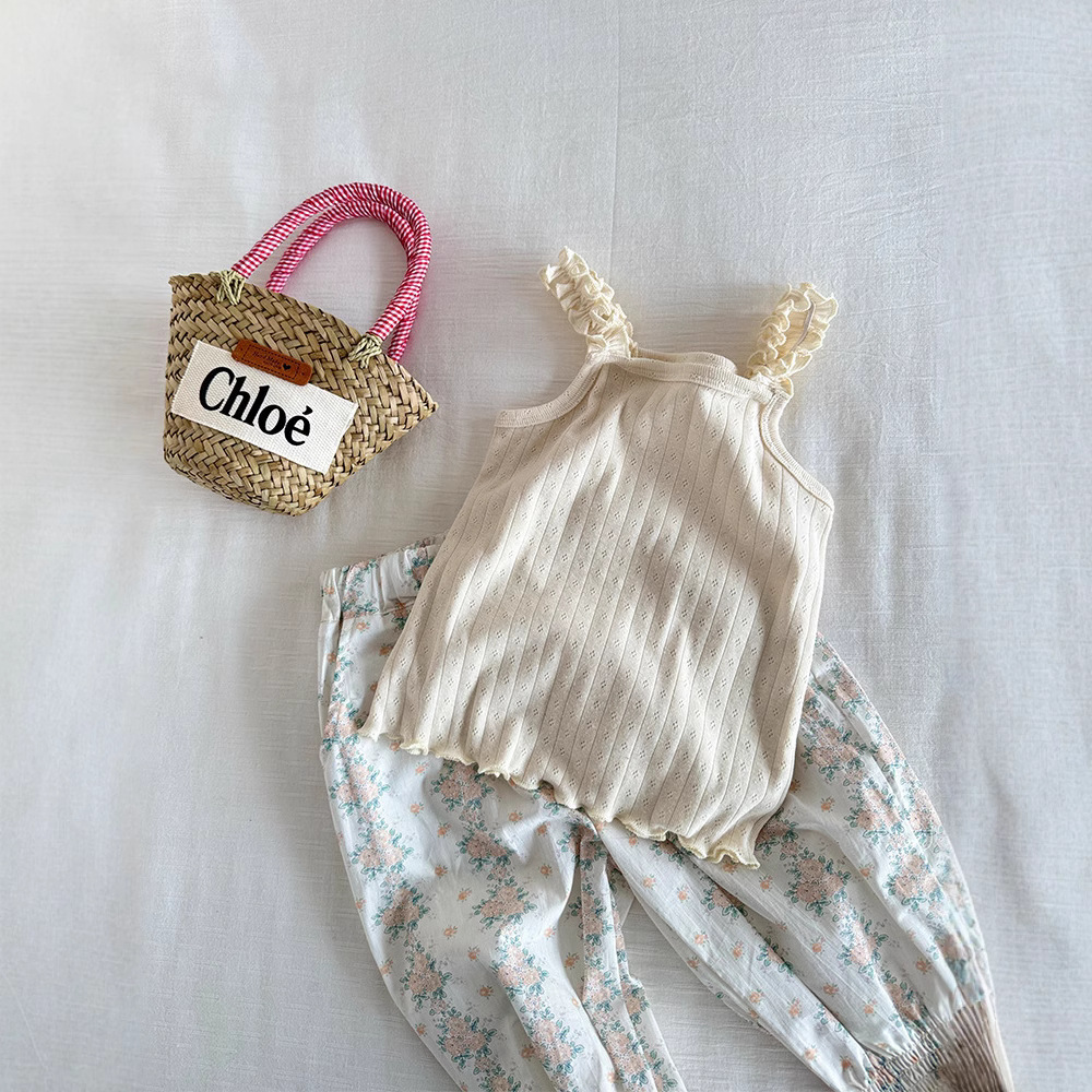 Picture of Girls' Camisole 2025 Baby Girl Summer Children's Korean-style All-match Cute Pit-stripy Color Line Camisole