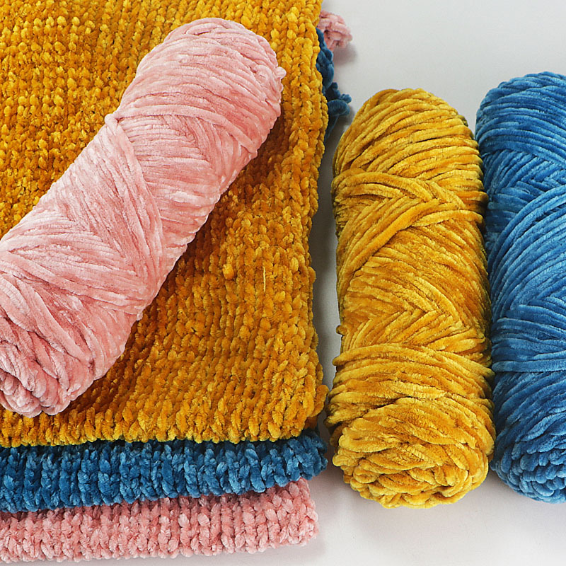 Chenille Gold Velvet Thick Wool Thread Hat Slippers Sweater Doll Crochet Hook Shoes diy Knitting Material Package