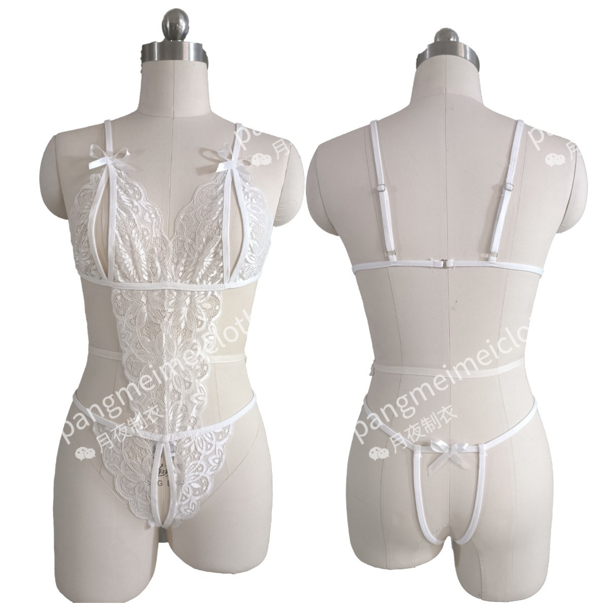 Picture of European and American Style Cross-Border Foreign Trade Large Size Lace Sexy Jumpsuit Open-Fit Breast-Free Backless See-Through Sexy Lingerie