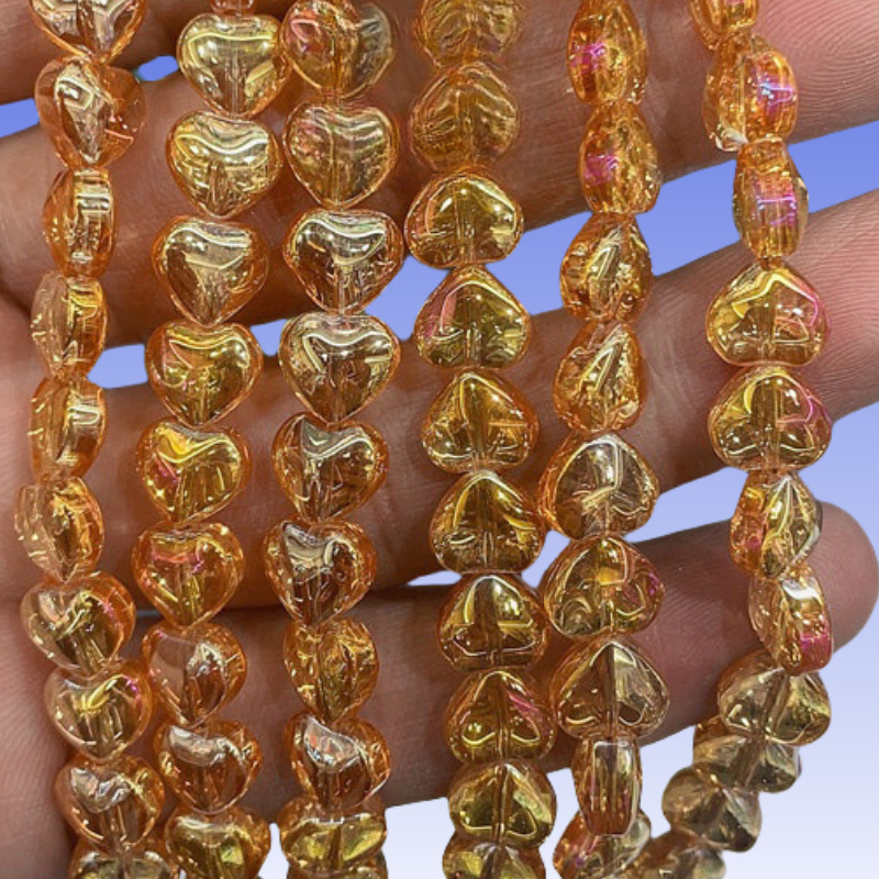 Picture of 8mm smooth peach heart glass crystal beads diy jewelry accessories clothing accessories