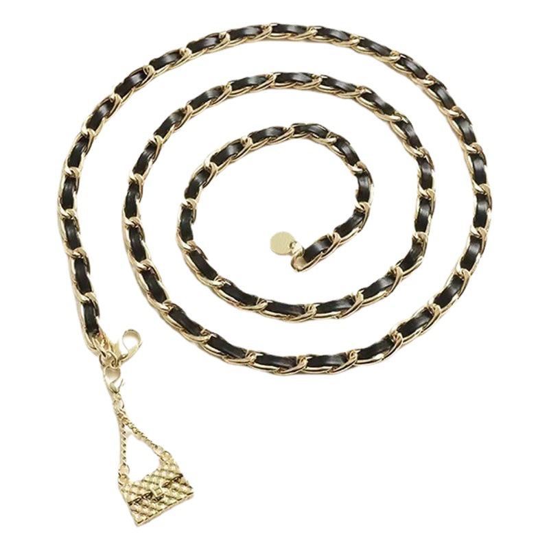 European and American Light Luxury Fragrance French Style Retro Waist Chain Women's High-end Sense Metal Woven Suit Pants Chain Thin Belt
