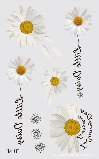 Picture of New Waterproof Sweat-proof Flower Tattoo Sticker Small Fresh Daisy Women's Face Arm Temporary Tattoo Sticker