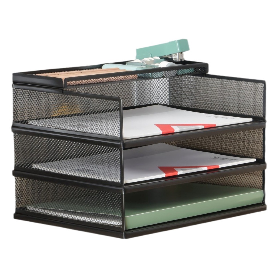 A4 Iron Stacked File Tray File Rack Multi-Layer Combination Stationery Office All-Metal Desk Desktop Tidy
