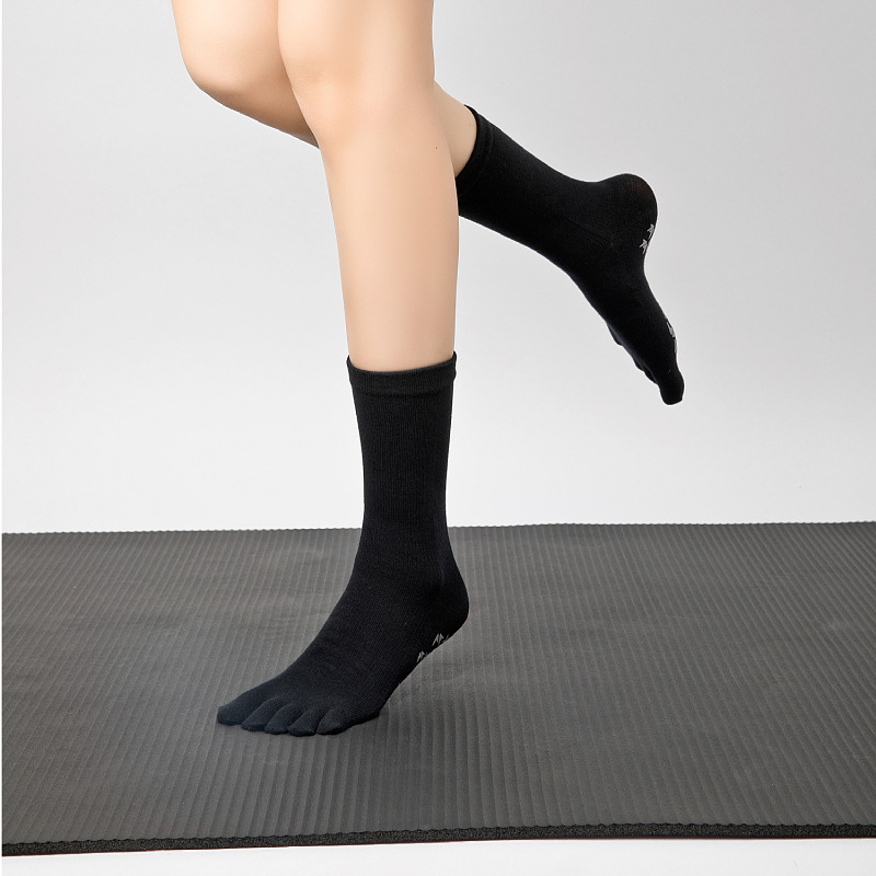 Picture of Yoga Socks for Women, Professional Non-Slip Socks, Mid-Calf Cotton Long Sports Socks, Calf Socks, Floor Five-Finger Yoga Socks