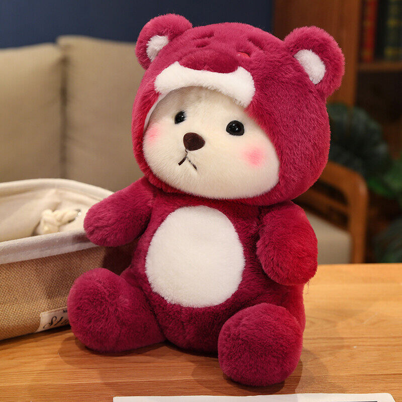 Picture of Blue Transformation Bear Little Bear Doll Strawberry Bear Red Doll Rag Doll Plush Toy Valentine's Day Gift for Girls