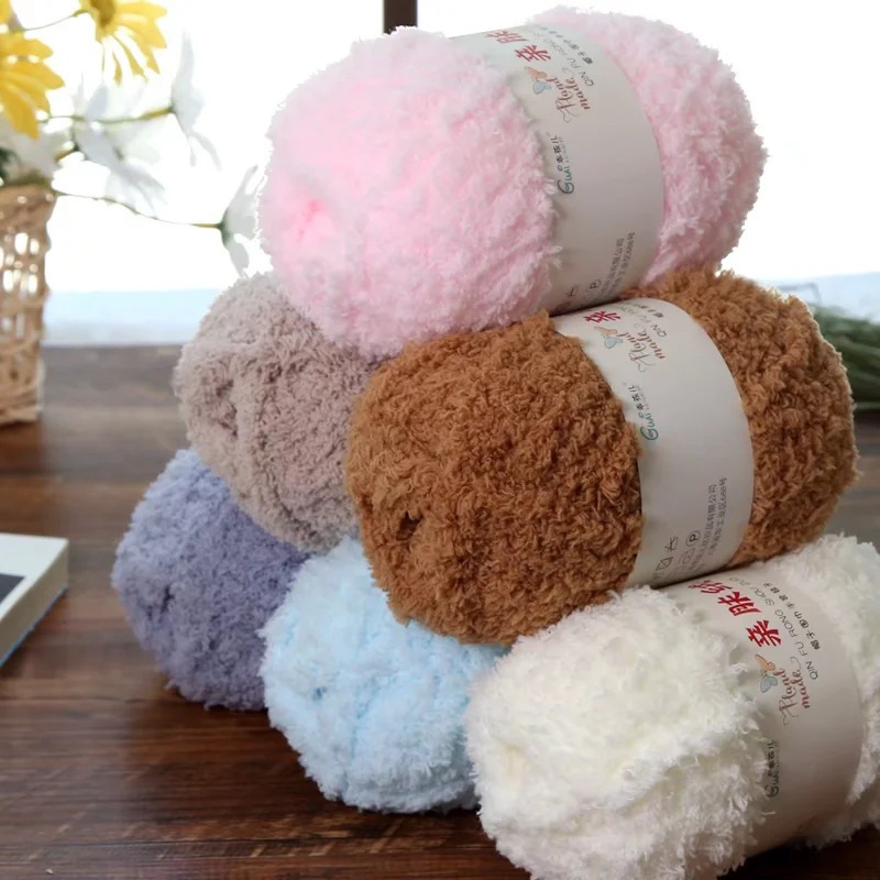 Picture of Skin-friendly Fluff Line Towel Yarn 3-strand Coral Fluff Line Scarf Scarf Baby Line Velvet Coarse Wool Material Bag