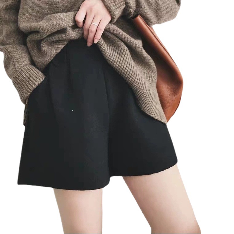 Suit Wide Leg Shorts Women's Autumn and Winter 2022 New High Waist A- Shaped Loose Korean Style Loose Base Boots Pants for Outer Wear