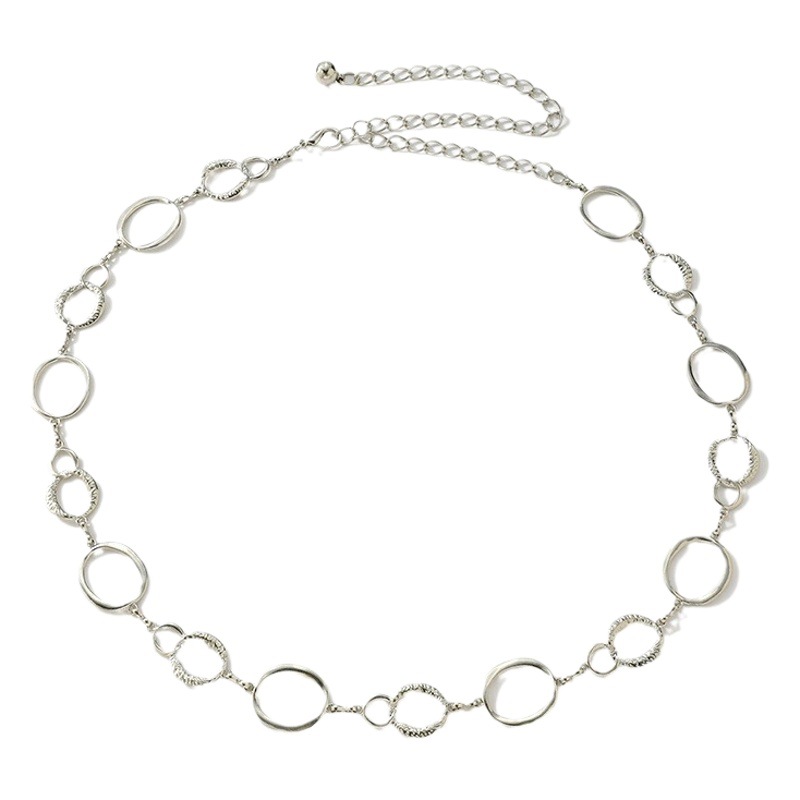 New ladies geometric circle alloy fashion all-match simple cross-border in stock metal young sweet adjustable waist chain