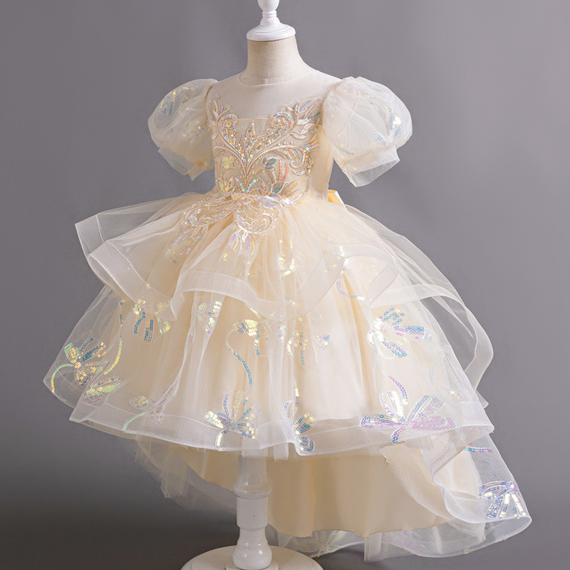 Cross-border high-end children's dress summer flower girl birthday party princess dress host piano costume dress