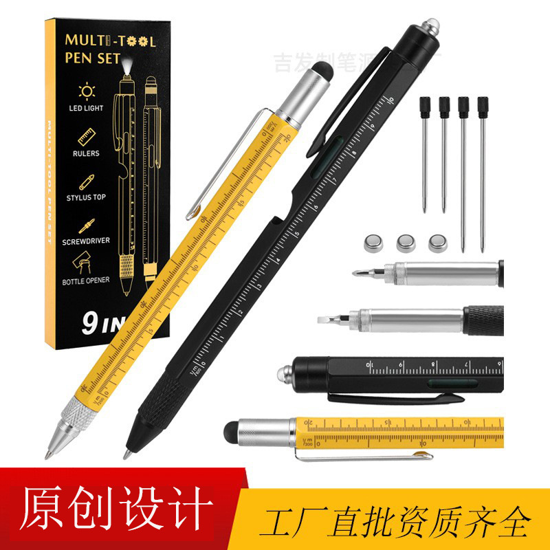 9-in-1 Bottle Opener Holder Pen Case Box Led Light Pen Multi-Function Pen Tool 6-in-1 Metal Ballpoint Pen Gift Pen