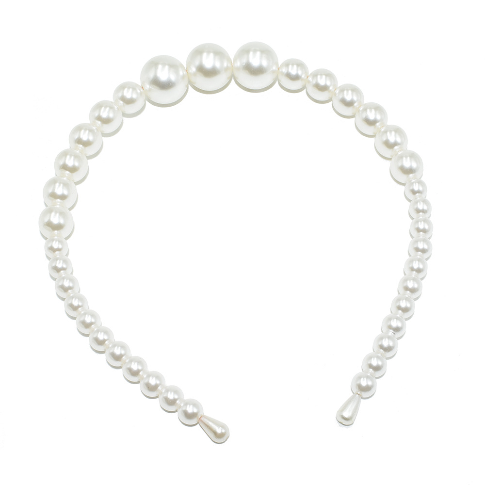 Picture of European and American Hot Selling Ladutong Large Pearl Headband Wedding Headwear Photo Studio Jewelry Handmade Beaded Pearl Headband