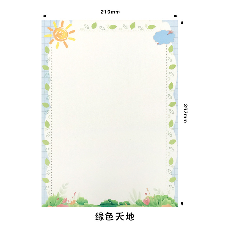 Picture of A4 Letter Paper Simple Student Creative Cartoon Pattern Cute Color Handwritten Love Letter Letter Paper Copy Photocopy Paper Printing