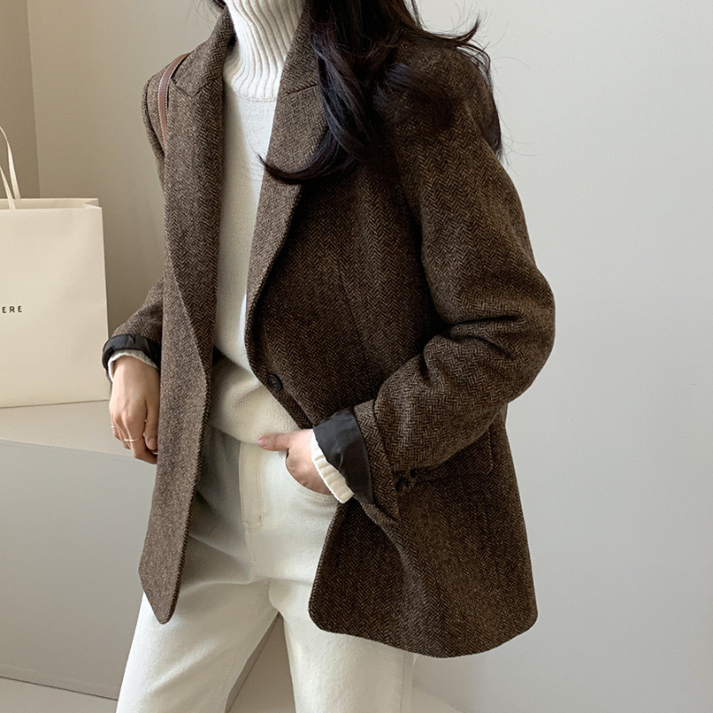 Picture of Popular Slimming Large Size Acetate Mid-Length Suit Collar Windbreaker for Women Commuting Temperament Cross-Border Supply Factory Direct Sales