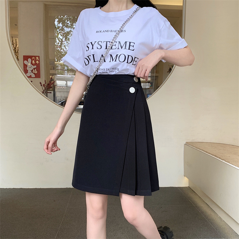 Retro American High-Waisted Asymmetrical Skirt for Women Summer 2024 New High-Waisted Slim Design Sexy Outer Culottes