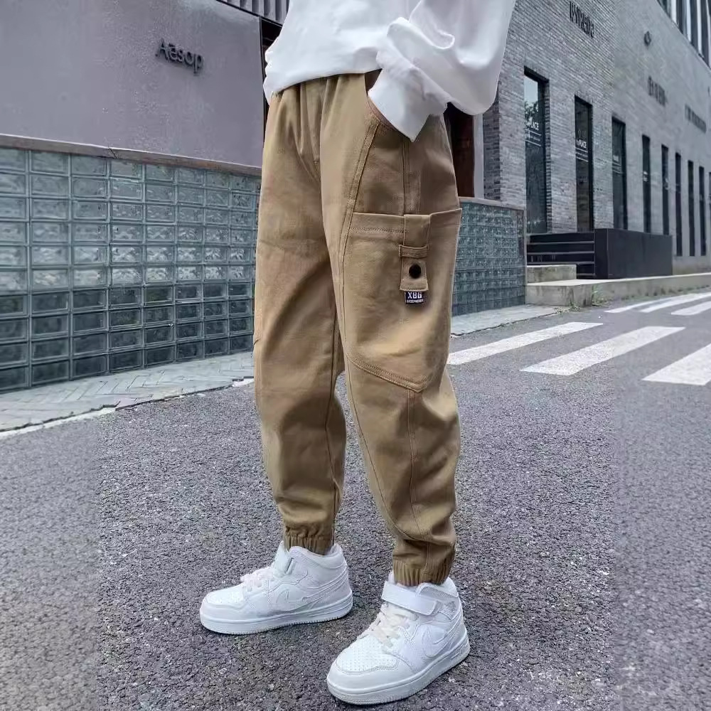 Boys' Pants Boys Autumn 2024 New Children's Handsome Casual Trousers Large Children's Autumn Crock Pants Thin