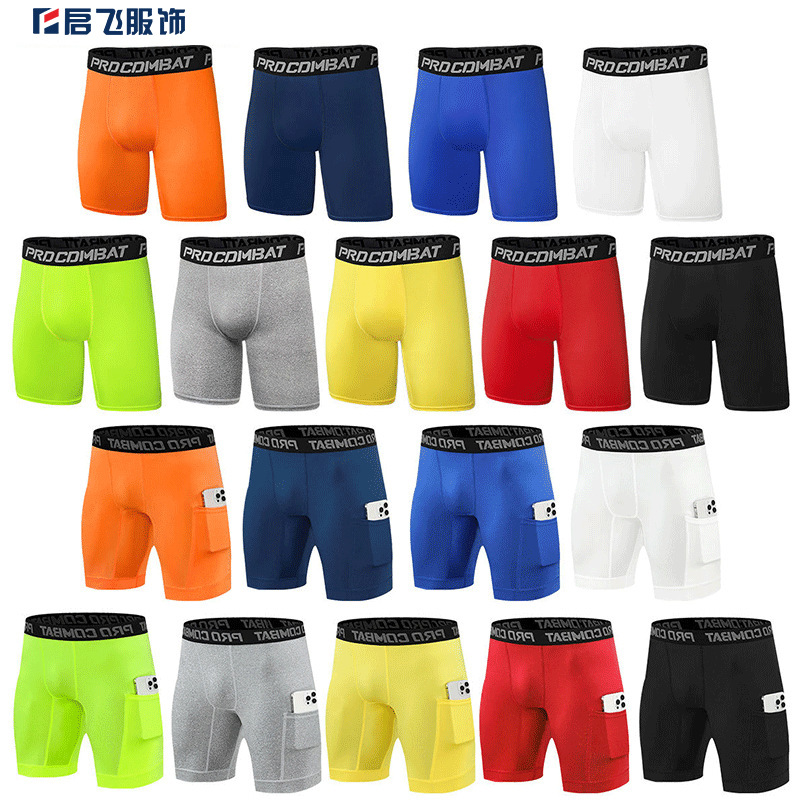 Leggings Men's Basketball Fitness Track and Field Pants High Elastic Quick-drying Sports Shorts Training Running Pocket Leggings