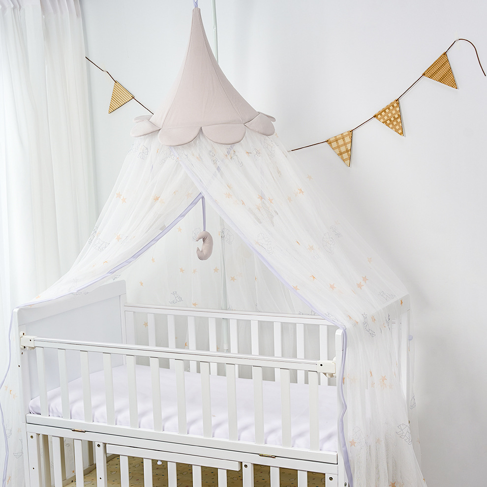 Picture of Universal Crib Mosquito Net Children's Bracket Mosquito Net Palace Luxury Floor Standing Mosquito Net Encrypted Baby Baby Mosquito Net