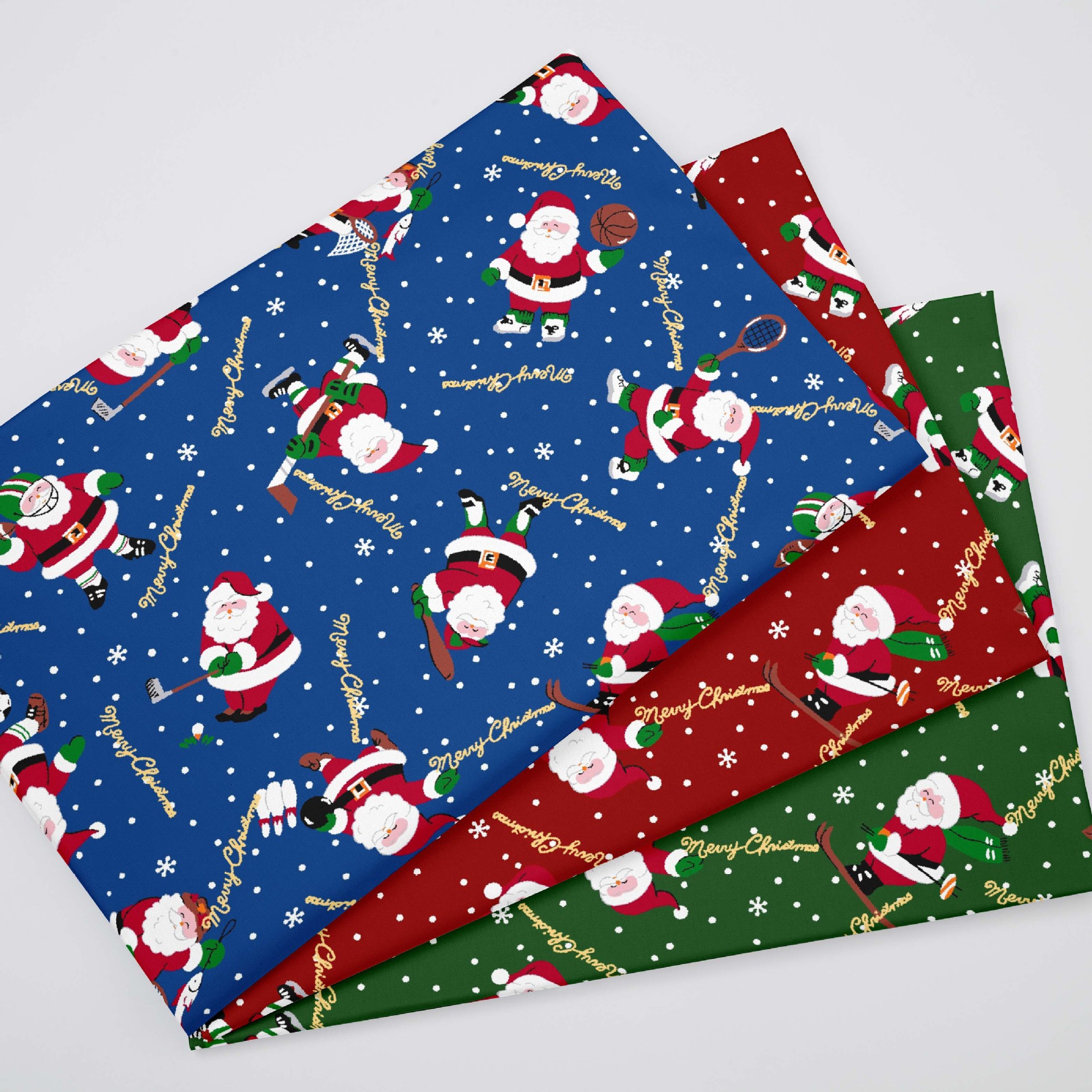 Wholesale supply of 133*72 twill printed fabric, cartoon print, 40s cotton fabric, 1.6-meter width Christmas series