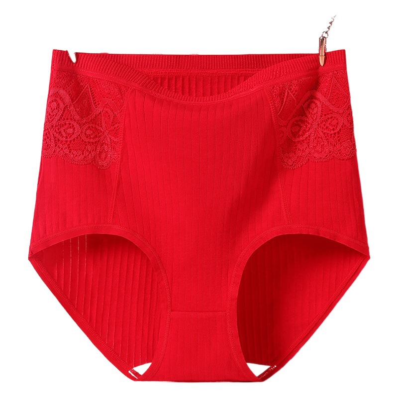 4035 Middle-aged Mother's Underwear Women's Pure Cotton High Waist Large Size Red Benmingnian Women's Shorts Middle-aged and Elderly Tiger