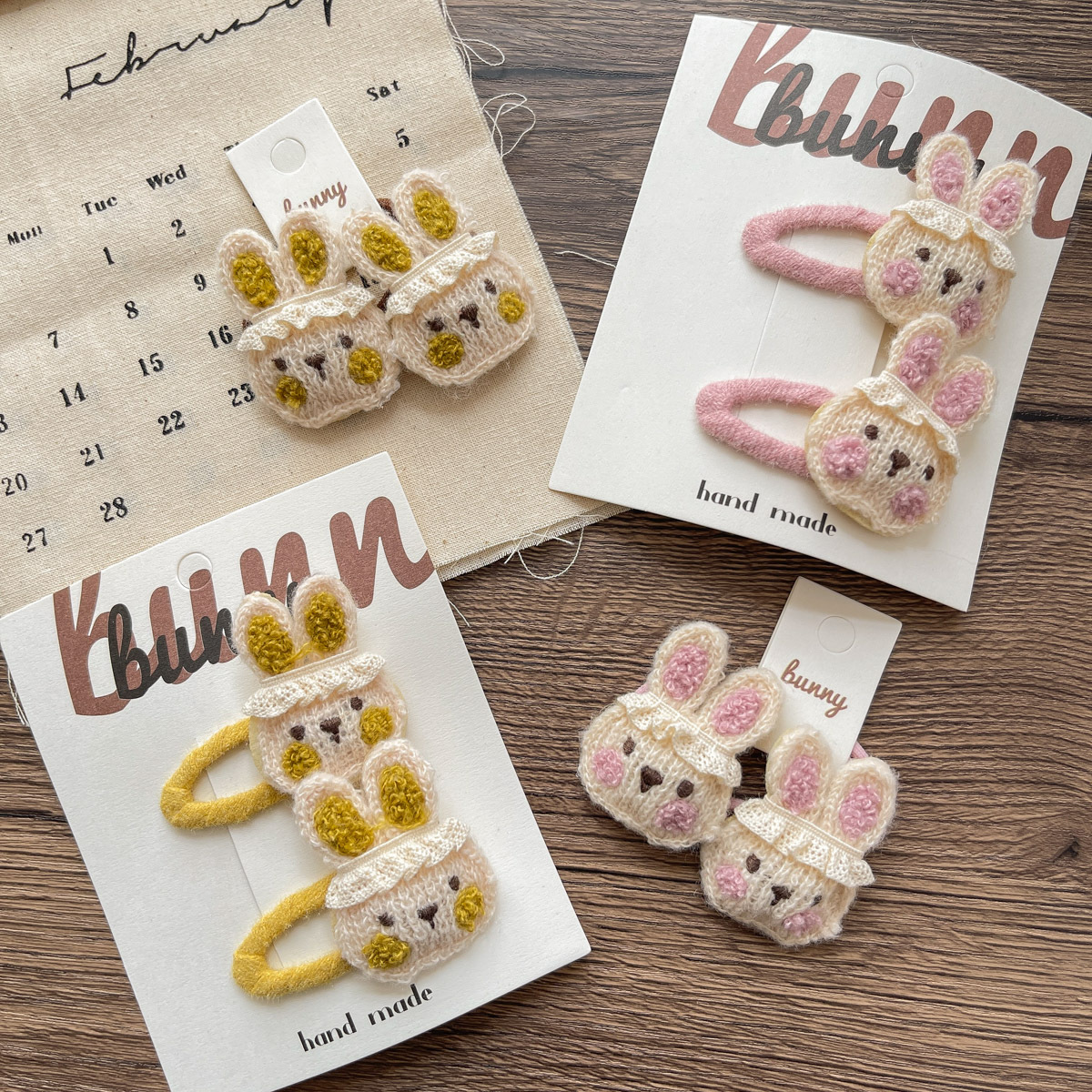 Korean cute cartoon wool crochet rabbit children's hairpin new sweet little girl hair rope hair accessories