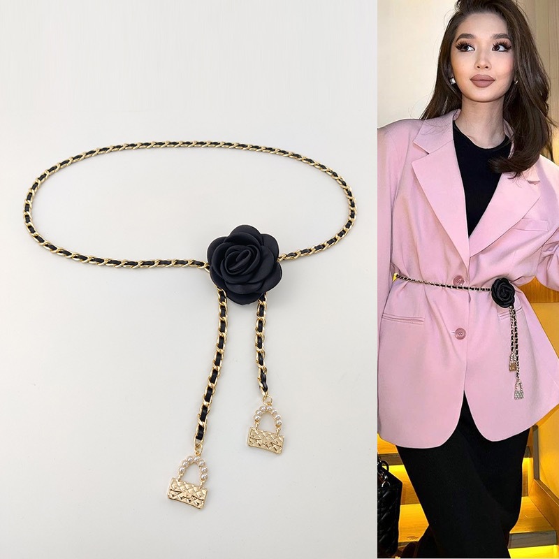 Camellia Waist Chain 2025 New Flower Chain Accessory Women's Belt Decoration for Dresses and Jeans Chain Ins