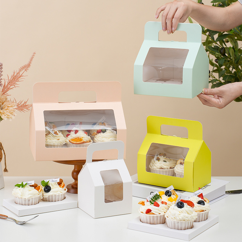Cupcake packing box 2/4/6/8 cupcake window opening portable box Maffin cup dessert packing box
