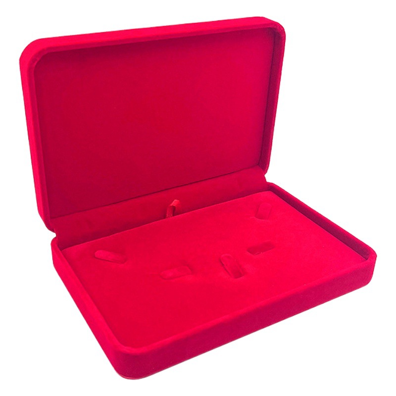 Red Round Flannel Set Box Jewelry Box Set Plush Face Pendant Box Jewelry Necklace Storage Box