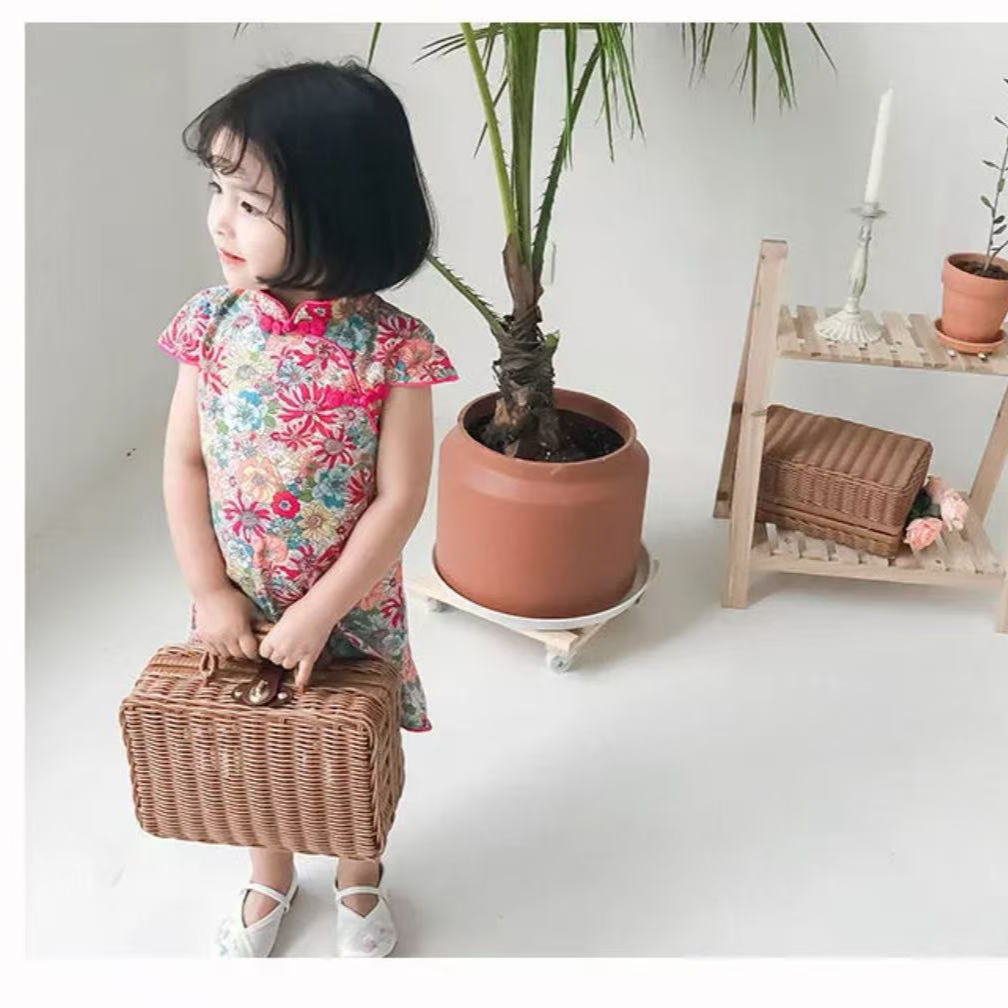 Girls Cheongsam Children Cheongsam Summer Little Girl Cheongsam Dress Chinese Style Retro Dress Baby Girl Princess Dress
