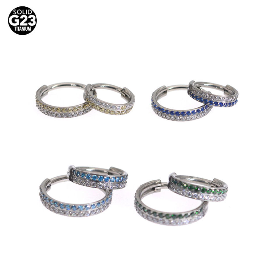 Picture of F136 titanium alloy 16G double drill nose ring earrings earrings closed ring puncture jewelry wholesale 2024 new