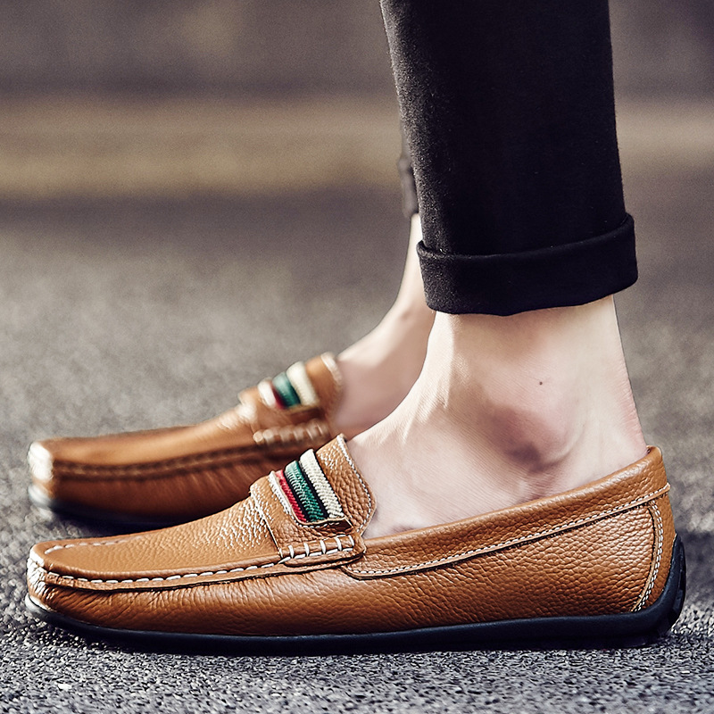 Picture of 2022 Spring and Summer Leather Shoes Men's British Style Soft Bottom Breathable Men's plus size Casual Shoes Fashionable Driving Men's Shoes