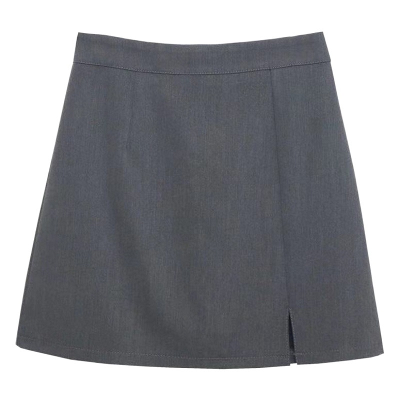 High Waist Anti-glare A- line Skirt Split Hip Skirt Women's 2023 New Korean Style Design Sense Suit Skirt